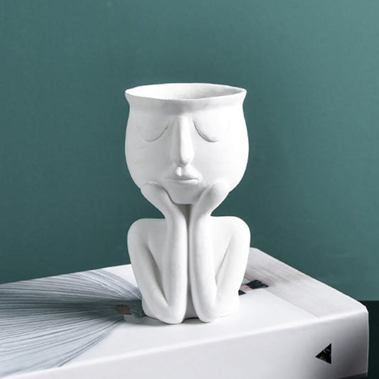 Floroux Ceramic Flower Pot | Elegant Face Plant Pot | Unique Decoration for Home & Office