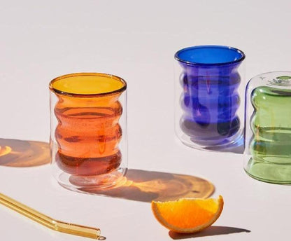 Double-walled insulated glass mug Floroux | Heat resistant | Elegant design | Perfect for hot and cold drinks