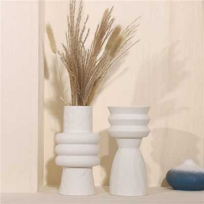 Ceramic vase Floroux | Elegant white design | Tapered and central rings | Elegant decor