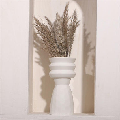 Ceramic vase Floroux | Elegant white design | Tapered and central rings | Elegant decor