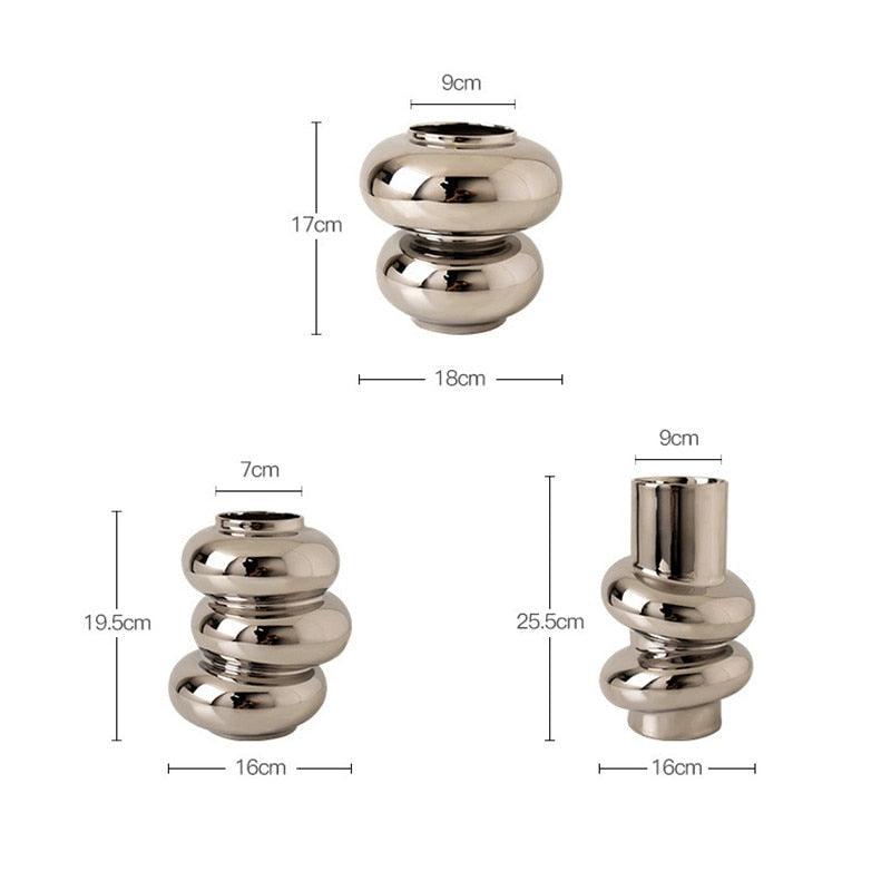 Floroux Dance Ring Vases in Ceramic | Modern Design | Decoration for Living Room & Office | In Silver & White