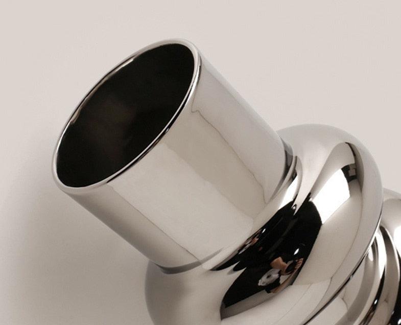 Floroux Dance Ring Vases in Ceramic | Modern Design | Decoration for Living Room & Office | In Silver & White