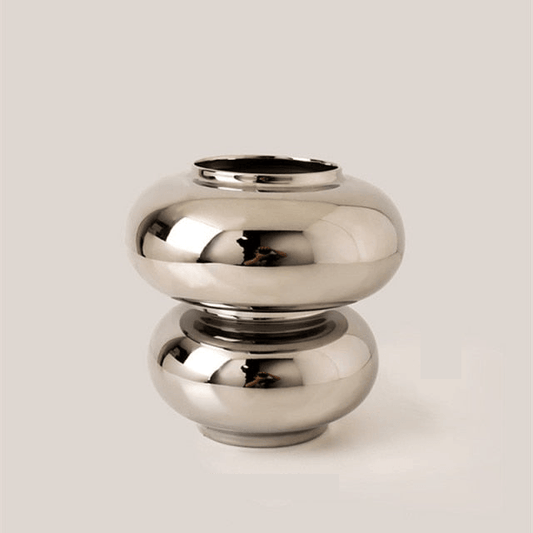 Floroux Dance Ring Vases in Ceramic | Modern Design | Decoration for Living Room & Office | In Silver & White
