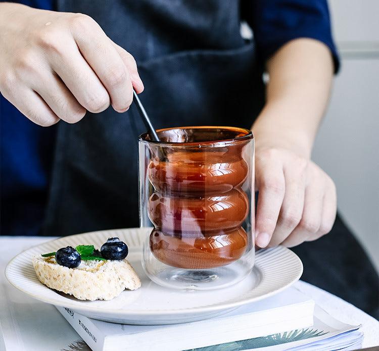 Double-walled insulated glass mug Floroux | Heat resistant | Elegant design | Perfect for hot and cold drinks