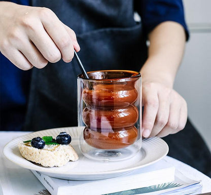 Double-walled insulated glass mug Floroux | Heat resistant | Elegant design | Perfect for hot and cold drinks