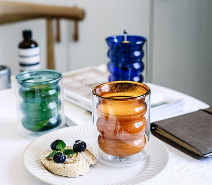 Double-walled insulated glass mug Floroux | Heat resistant | Elegant design | Perfect for hot and cold drinks