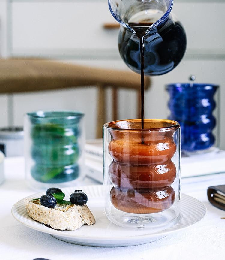 Double-walled insulated glass mug Floroux | Heat resistant | Elegant design | Perfect for hot and cold drinks