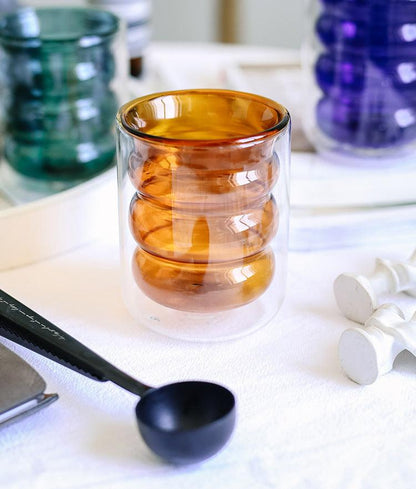 Double-walled insulated glass mug Floroux | Heat resistant | Elegant design | Perfect for hot and cold drinks