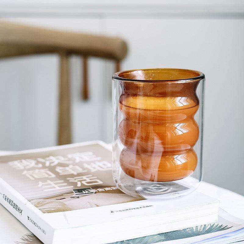 Double-walled insulated glass mug Floroux | Heat resistant | Elegant design | Perfect for hot and cold drinks