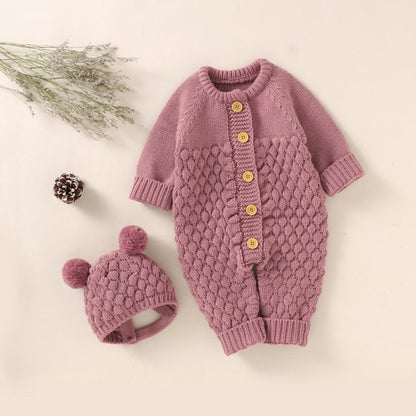 Body de bébé en tricot avec bonnet en tricot