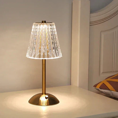 Alise - Lampe de table rechargeable en cristal doré