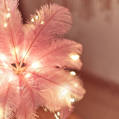 Floroux Élégance Lampe de Table | Design Créatif de Palmier en Plume | Éclairage Romantique | Décoration Exclusive