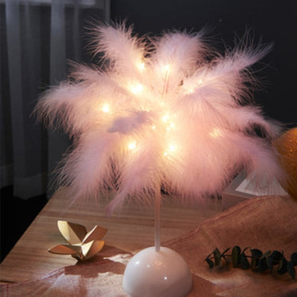Floroux Élégance Lampe de Table | Design Créatif de Palmier en Plume | Éclairage Romantique | Décoration Exclusive