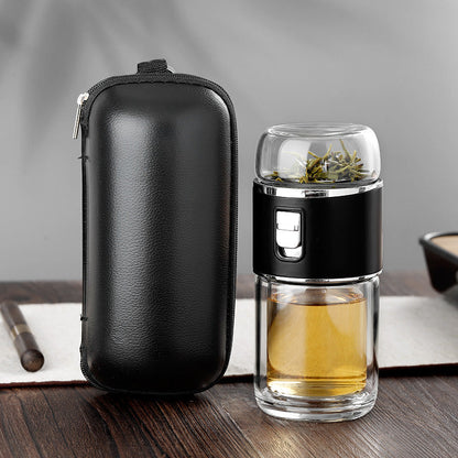 Floroux Bouteille thermos à infuseur de thé double paroi | Verre double | Durable | Préparation de thé et café