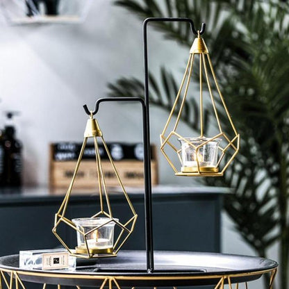 Floroux Geometric Hanging Candle Holder or Iron Vase | Modern Design | Versatile Decor