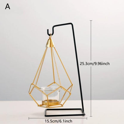 Floroux Geometric Hanging Candle Holder or Iron Vase | Modern Design | Versatile Decor