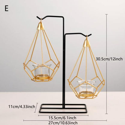 Floroux Geometric Hanging Candle Holder or Iron Vase | Modern Design | Versatile Decor