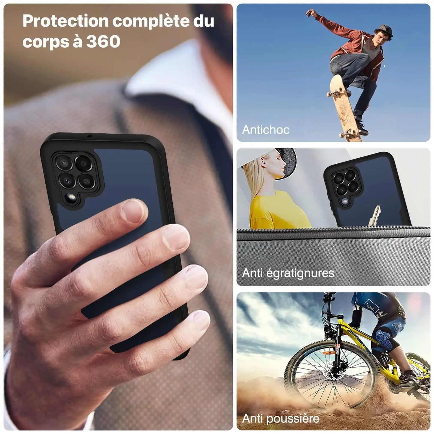 Coque 360 Degrés Pour Samsung Galaxy M33 M53 5G A12 M32 A22 M22 M52 M12 A02 A21S A10S A20S A30 Transparent Protection
