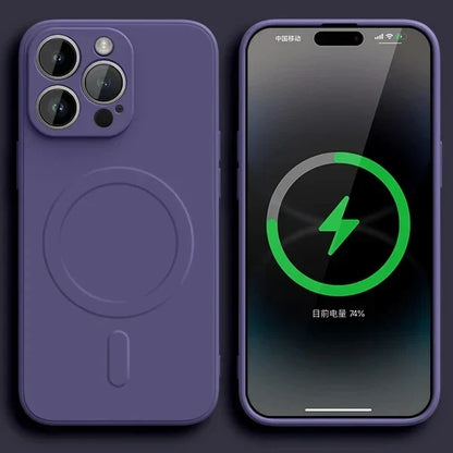 Étui de chargement sans fil en silicone MagSafe de luxe pour iPhone 15 14 Plus 13 12 11 Pro X XR XS Max 7 8 Couverture douce magnétique