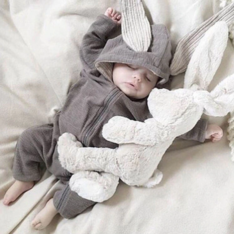 Baby-body avec capuche et motif de lapin