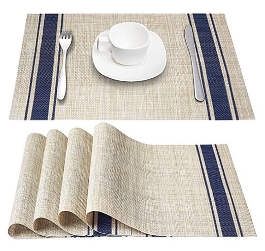 6 pièces de sets de table en PVC rectangulaires