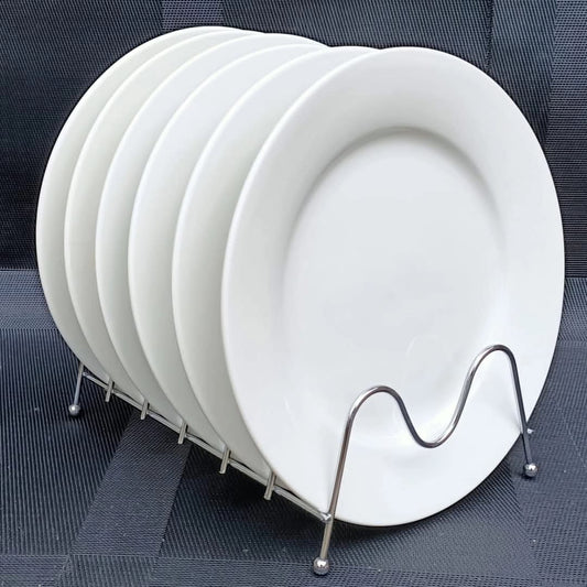 Assiettes blanches en céramique 6pc avec relief