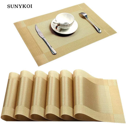 6 pièces de sets de table en PVC rectangulaires