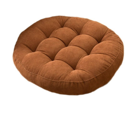 Coussin rond, épais, en velours côtelé tufté