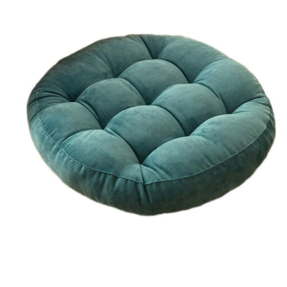 Coussin rond, épais, en velours côtelé tufté