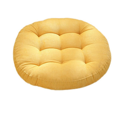 Coussin rond, épais, en velours côtelé tufté