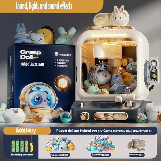 Jouet de machine à capsules DIY pour enfants – Jeu d'arcade à pièces, musique et prix en peluche, cadeau de Noël
