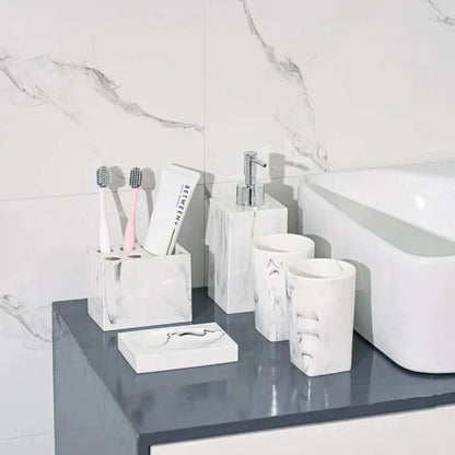 Floroux Marble Bathroom Set 5 Pieces | Elegant Design | Luxurious Bathroom Accessories for the Home