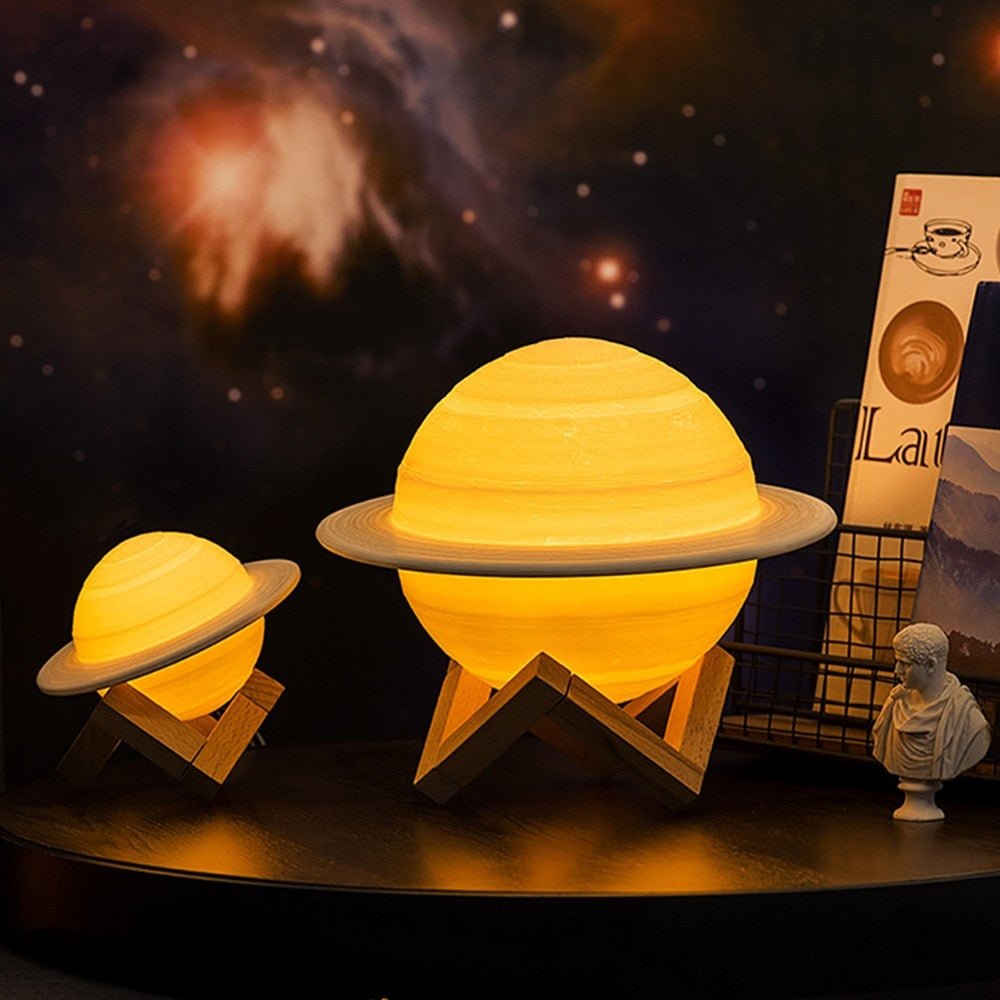 Floroux 3D Saturn Lampe | LED veilleuse avec télécommande | Déco pour chambre à coucher & chambre d'enfant