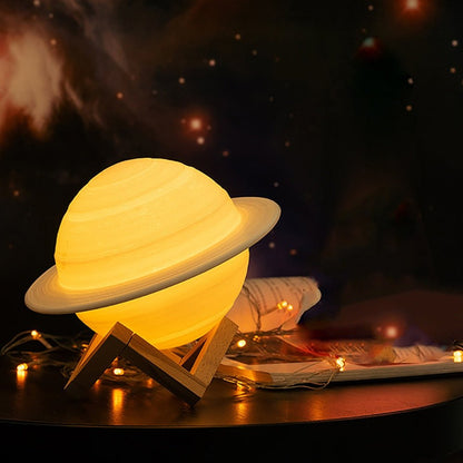 Floroux 3D Saturn Lampe | LED veilleuse avec télécommande | Déco pour chambre à coucher & chambre d'enfant