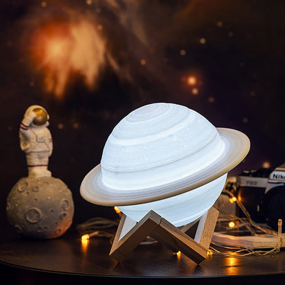 Floroux 3D Saturn Lampe | LED veilleuse avec télécommande | Déco pour chambre à coucher & chambre d'enfant