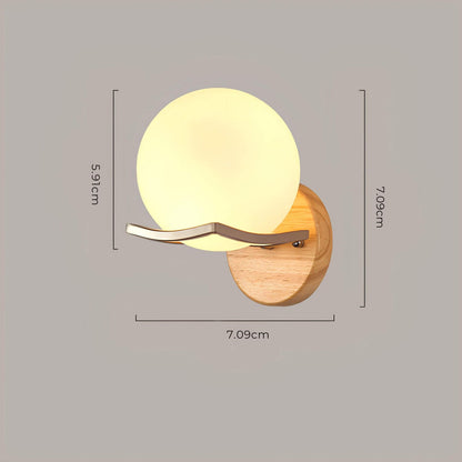 Floroux - Applique murale en verre élégante avec accents en bois pour espaces de vie contemporains