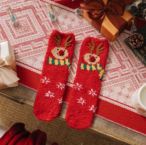 Écharpe tricotée de Noël, chaussettes assorties pour animal de compagnie et propriétaire