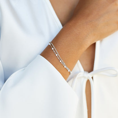 Bracelet Élégante Double Perles Blanches pour Femmes - Liora