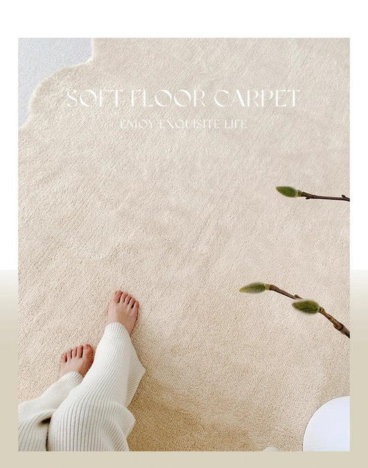 Tapis unicolore irrégulier simple │ Style moderne Tapis en peluche Chambre à coucher Salon Tapis de sol