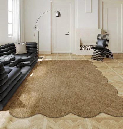 Tapis unicolore irrégulier simple │ Style moderne Tapis en peluche Chambre à coucher Salon Tapis de sol