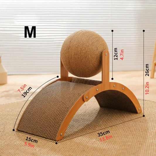 Corde en sisal boule en bois grattage pour chat | Amical pour les animaux de compagnie 2 en 1 coussin grattoir résistant à l'usure meuble