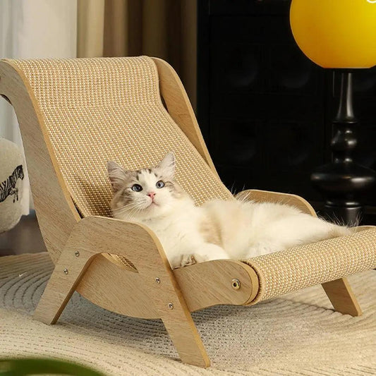 Chaise Lounge en Bois Sisal pour Chats | Meuble grattage multifonctionnel pour animaux de compagnie