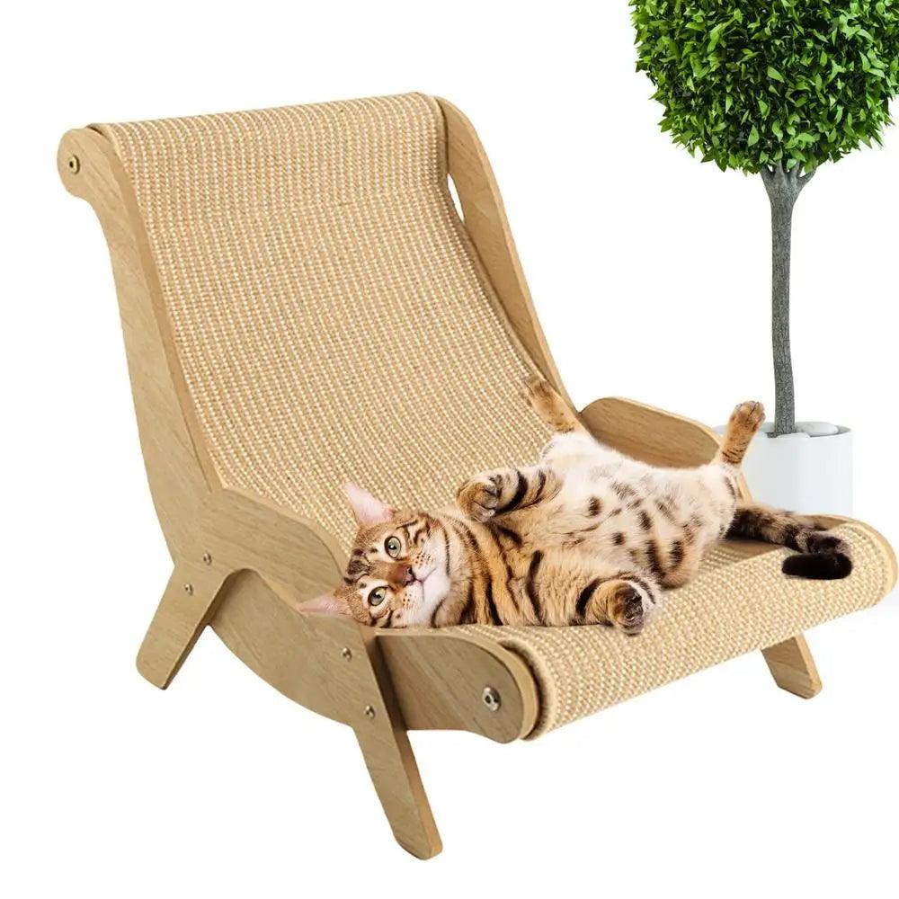 Chaise Lounge en Bois Sisal pour Chats | Meuble grattage multifonctionnel pour animaux de compagnie