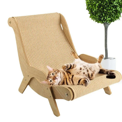 Chaise Lounge en Bois Sisal pour Chats | Meuble grattage multifonctionnel pour animaux de compagnie