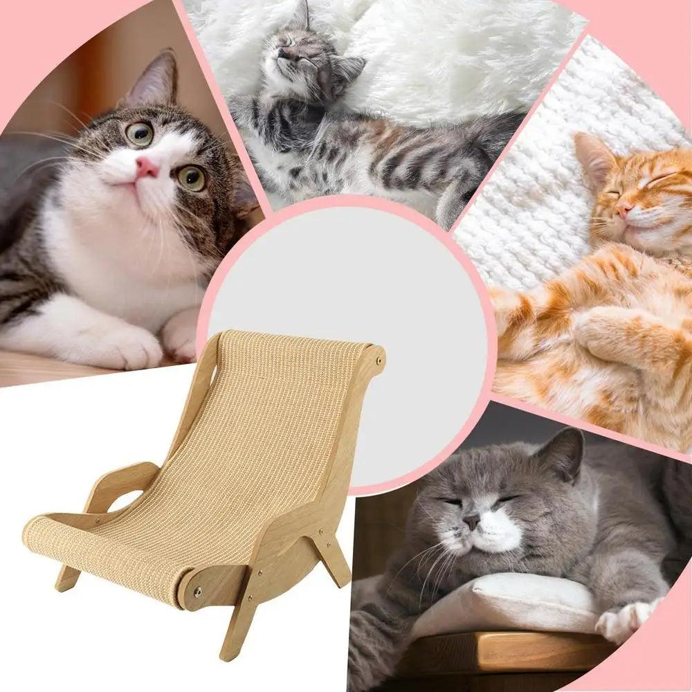 Chaise Lounge en Bois Sisal pour Chats | Meuble grattage multifonctionnel pour animaux de compagnie
