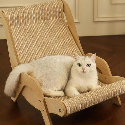 Chaise Lounge en Bois Sisal pour Chats | Meuble grattage multifonctionnel pour animaux de compagnie