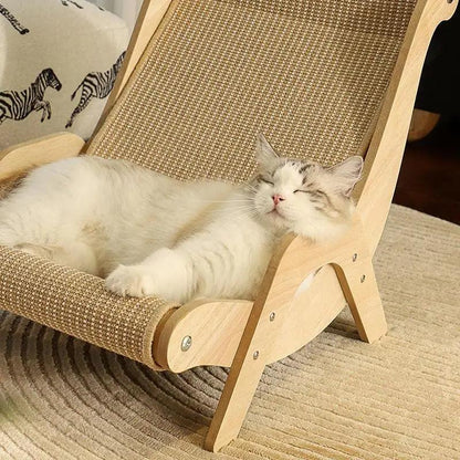 Chaise Lounge en Bois Sisal pour Chats | Meuble grattage multifonctionnel pour animaux de compagnie