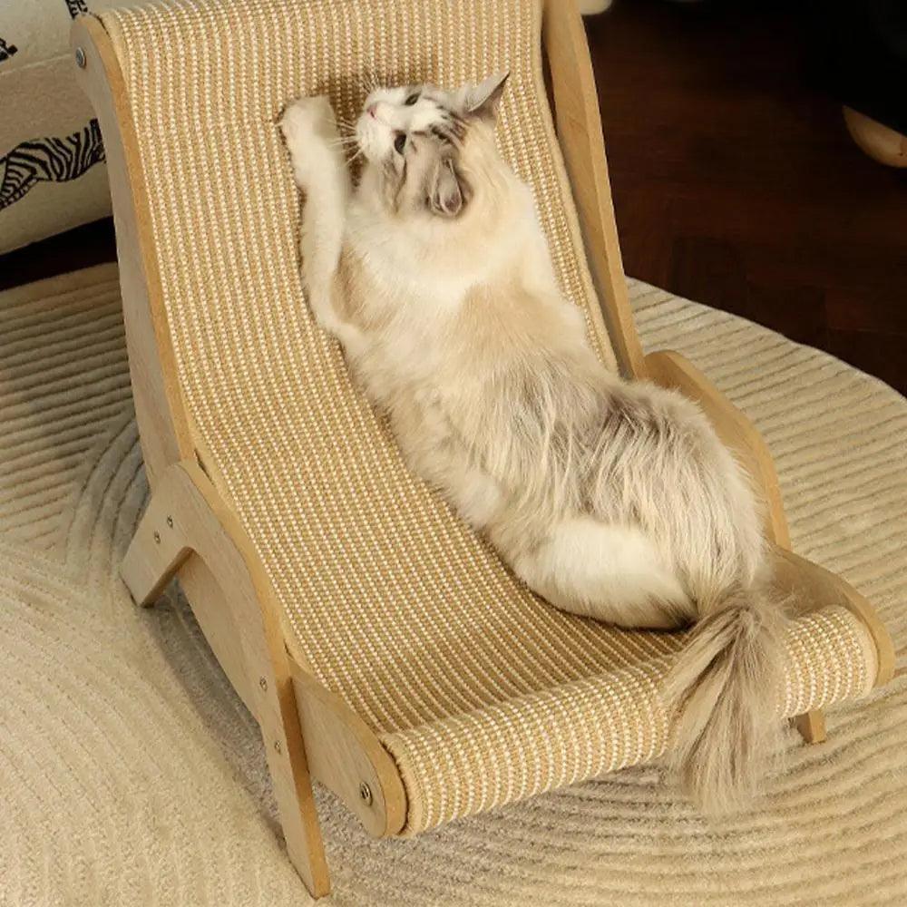 Chaise Lounge en Bois Sisal pour Chats | Meuble grattage multifonctionnel pour animaux de compagnie
