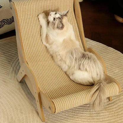 Chaise Lounge en Bois Sisal pour Chats | Meuble grattage multifonctionnel pour animaux de compagnie