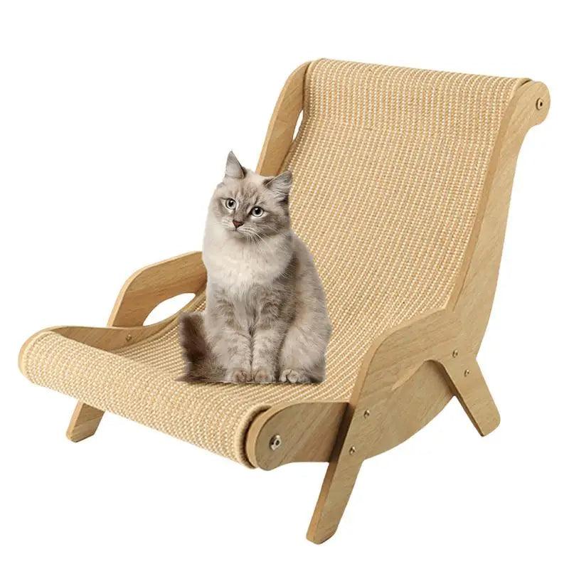 Chaise Lounge en Bois Sisal pour Chats | Meuble grattage multifonctionnel pour animaux de compagnie